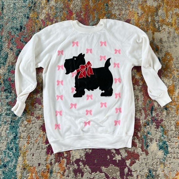 Vintage 80s Scottish Terrier Dog breed 1980s Crewneck Dog Lover Sweatshirt - Picture 1 of 4